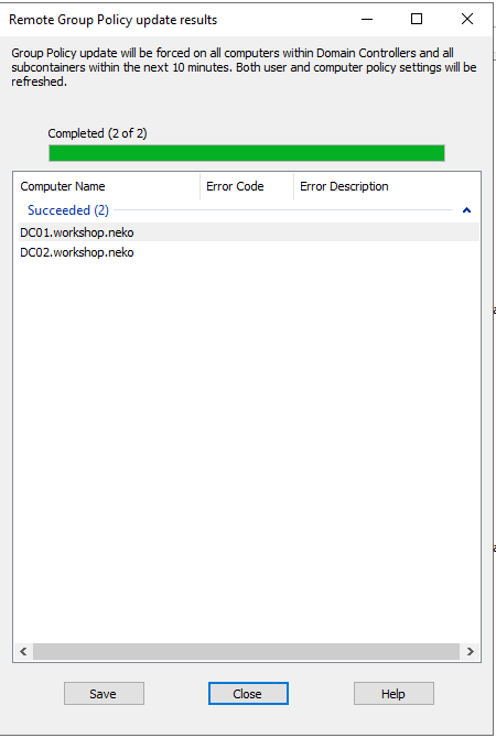 Force Update on Domain Controllers