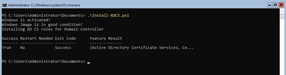 AD CS installation on DC01
