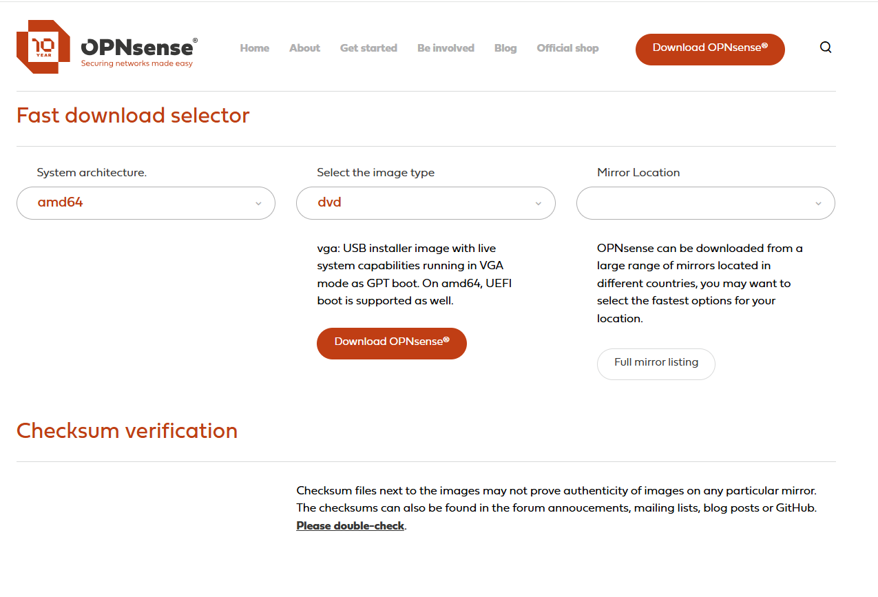 OPNSense download page