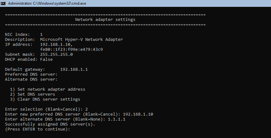 Configure static IPv4 on DC01