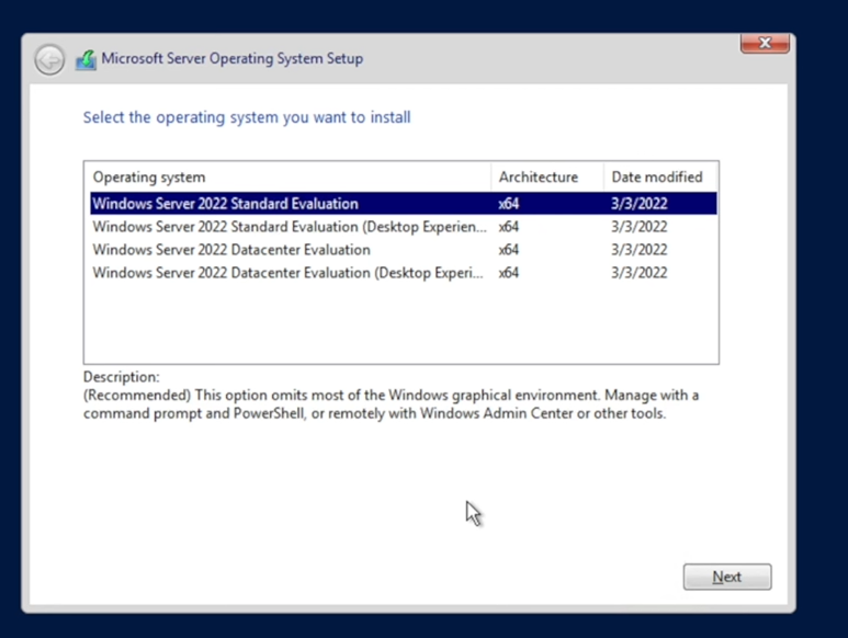 Windows Server setup experience